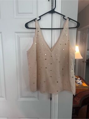 LOFT Nude Sequin V-Neck Camisole